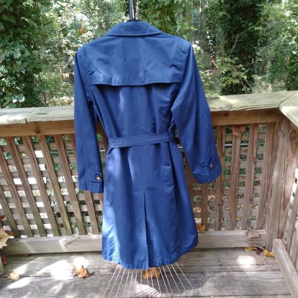 Talbots Vintage Navy Blue Double Breasted Mid Length Classic Trench Coat Sz8 - Picture 8 of 8